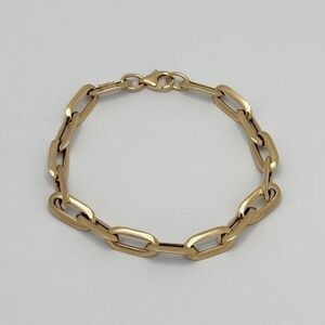 Knife Edge Oval Link Chain Bracelet 14K Yellow Gold Made in Italy - NWOT
